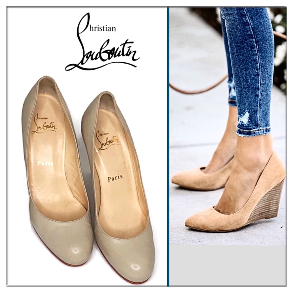 CHRISTIAN LOUBOUTIN
Miss Boxe taupe patent wedges